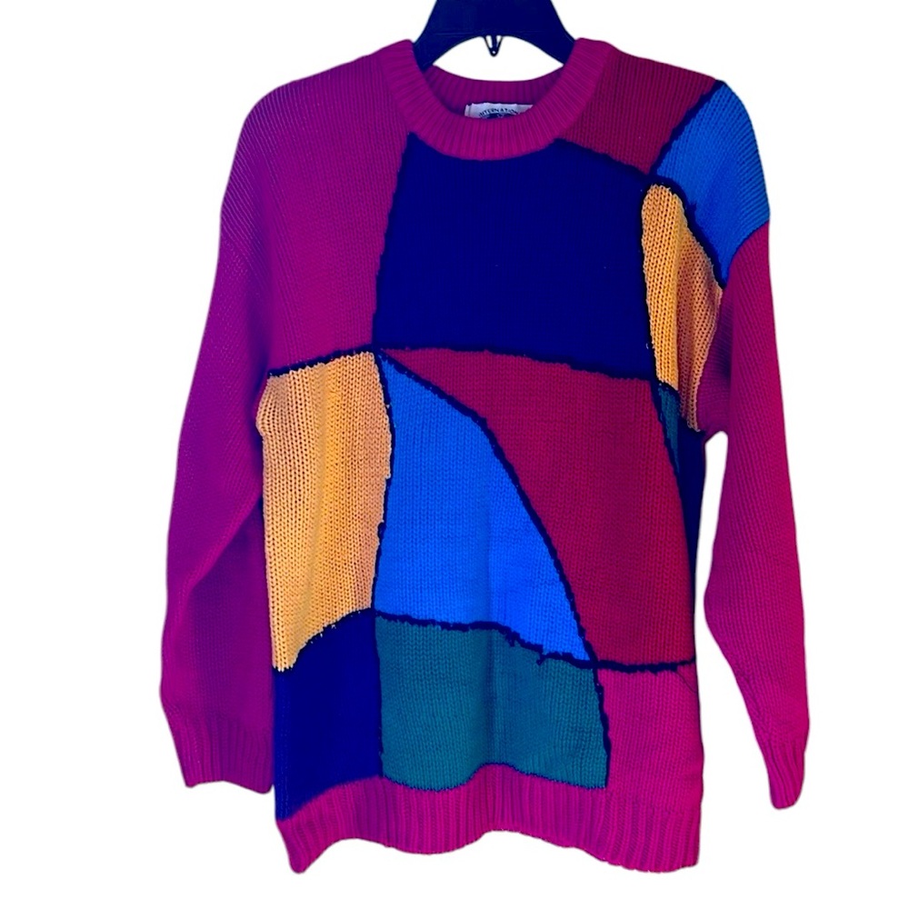 Vintage International Sportswear Extra Touch Color Block Sweater size Small